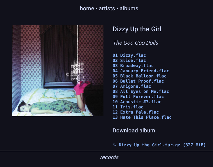 Screenshot of records